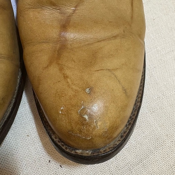 Alberta Boot Co Biltrite Sole Mens 10 Distressed Marble Tan Leather Cowboy Boots - Picture 7 of 10